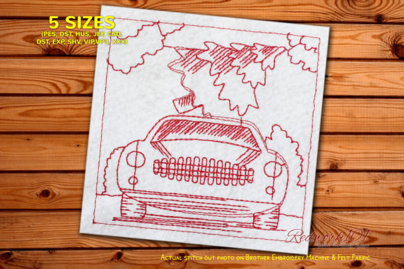 Car with Christmas Tree Lineart Design