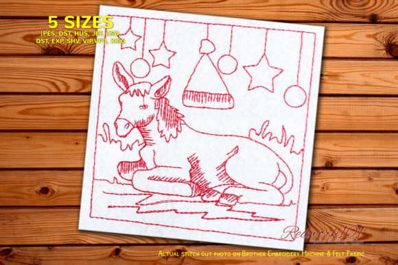 Christmas Donkey Redwork Design