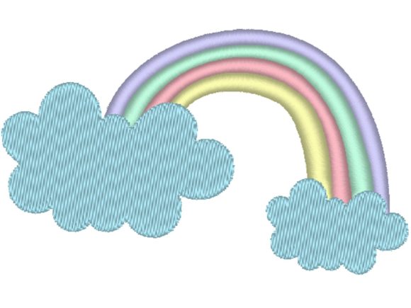 Rainbow and Clouds Embroidery Design