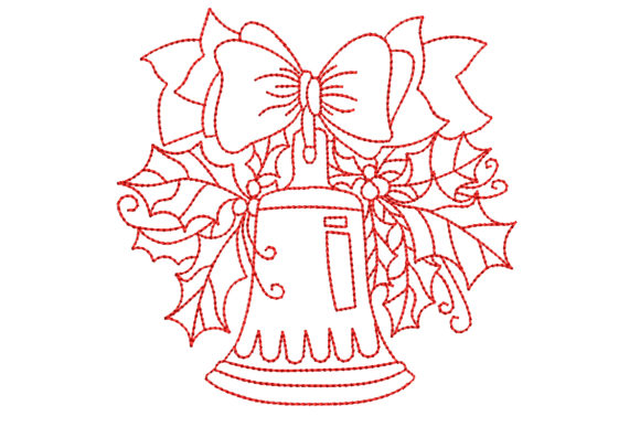 Redwork Christmas Bell with Big Bow