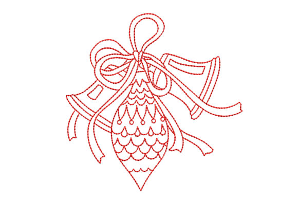 Redwork Christmas Ornament with Bells