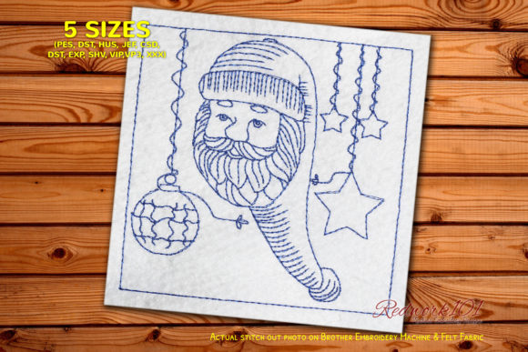 Santa's Face Redwork Embroidery Design