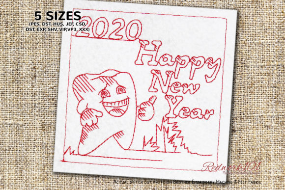 Tooth Cartoon Character with Happy New Year